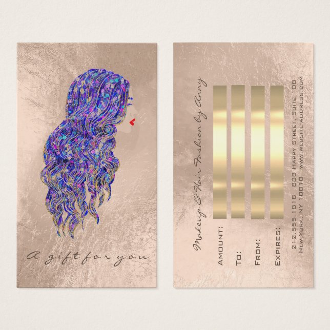 Gift Certificate Mermaid Gold Hairdresser Makeup (Front & Back)