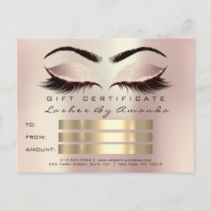 Gift Certificate Microblading Cosmetologist Lashes Postcard