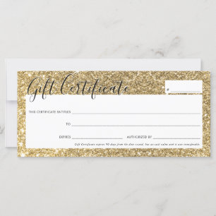 GIFT CERTIFICATE modern glamourous gold glitter bl