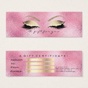 Gift Certificate Pink Gold Glass Lashes Makeup