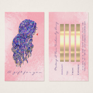 Gift Certificate Pink Gold Hairdresser Makeup