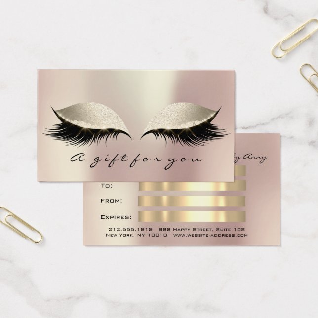 Gift Certificate Pink Gold Lashes Extension Makeup (Office)
