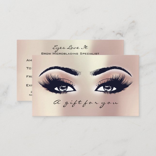 Gift Certificate Pink Rose Coral  Lashes Makeup (Front/Back)