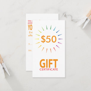 gift certificate rainbowBurst