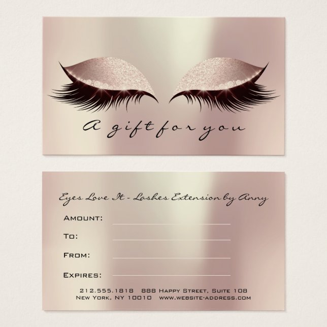 Gift Certificate Rose Blush Lash Extension Makeup (Front & Back)