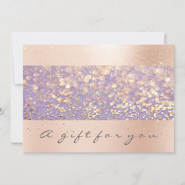 Gift Certificate  Rose Gold Confetti Purple Sparkl (Front)