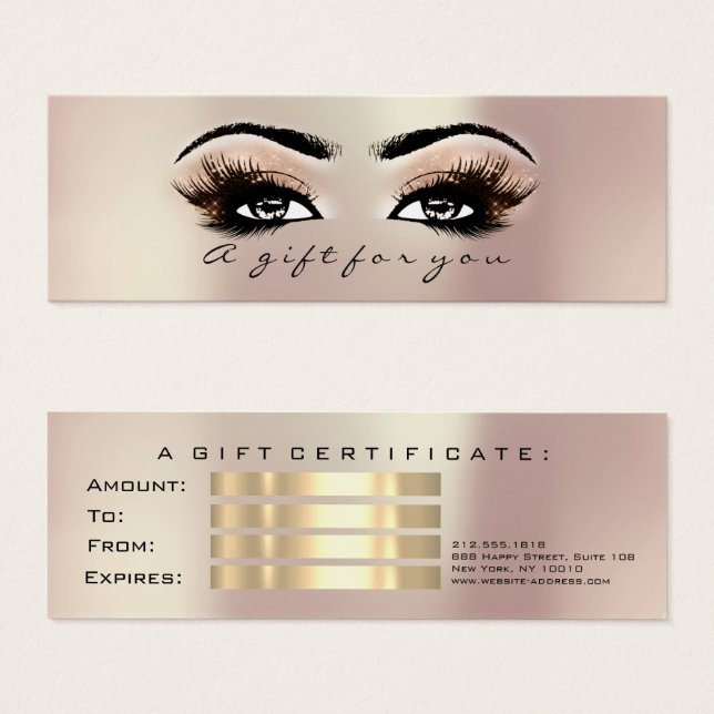 Gift Certificate Rose Gold  Lashes Makeup (Front & Back)