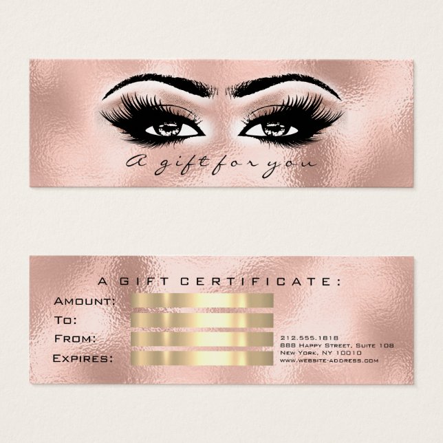 Gift Certificate Rose Gold  Lashes Makeup Blush (Front & Back)