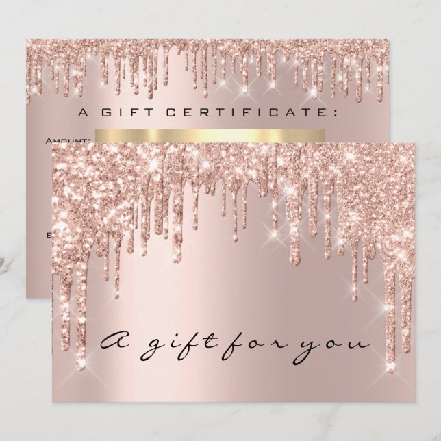 Gift Certificate Rose Gold Makeup Hair Nail Lashes Invitation (Front/Back)