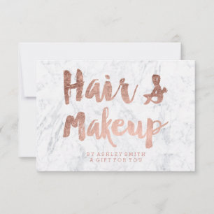 Gift certificate rose gold typography white marble