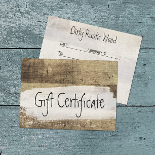 Gift Certificate Rustic Wood Shabby Grunge Vintage