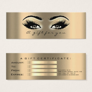 Gift Certificate Small Sepia Gold Lashes Makeup