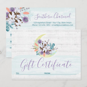 Gift Certificate Southern Floral Cotton Moon Card