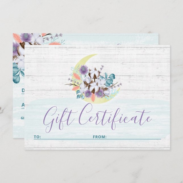 Gift Certificate Southern Floral Cotton Moon Card (Front/Back)