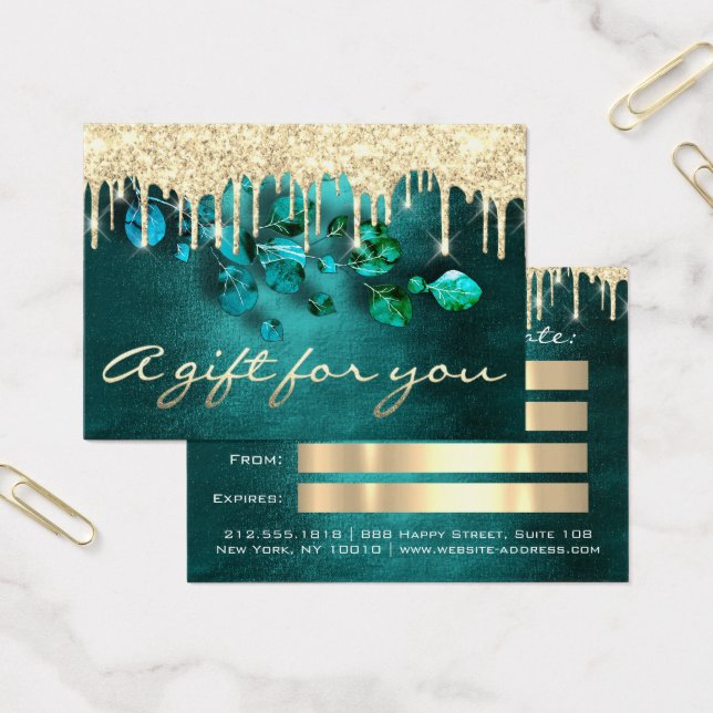 Gift Certificate Teal Drips Eyelash Makeup Hair (Office)