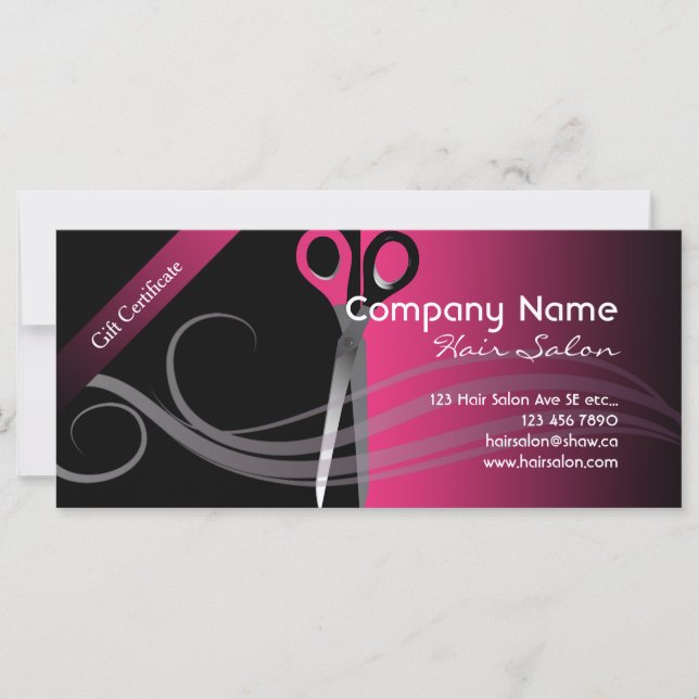 Gift Certificate trendy black & pink design (Front)