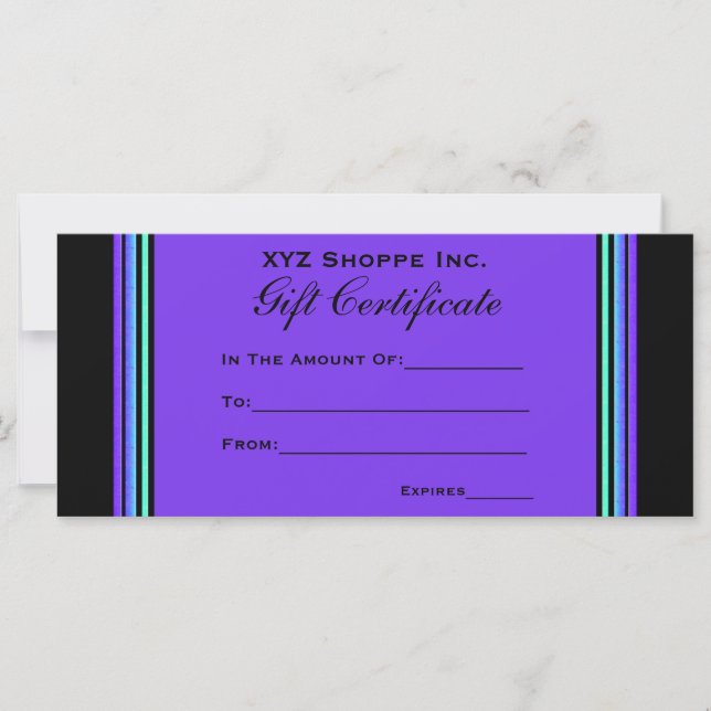 Gift Certificate turquoise purple (Front)