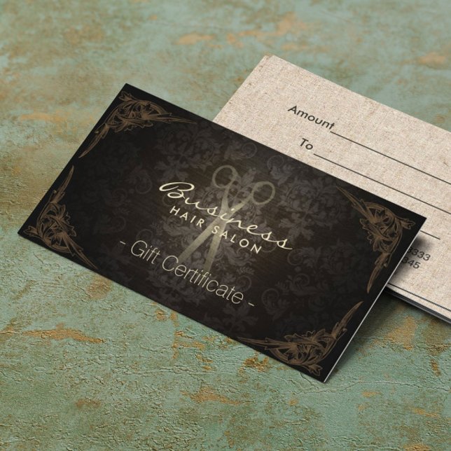 Gift Certificate Vintage Damask Hair Stylist (Creator Uploaded)