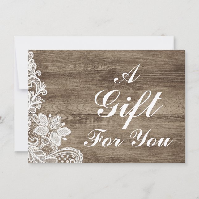 Gift Certificate Vintage Lace On Rustic Barn Wood (Front)