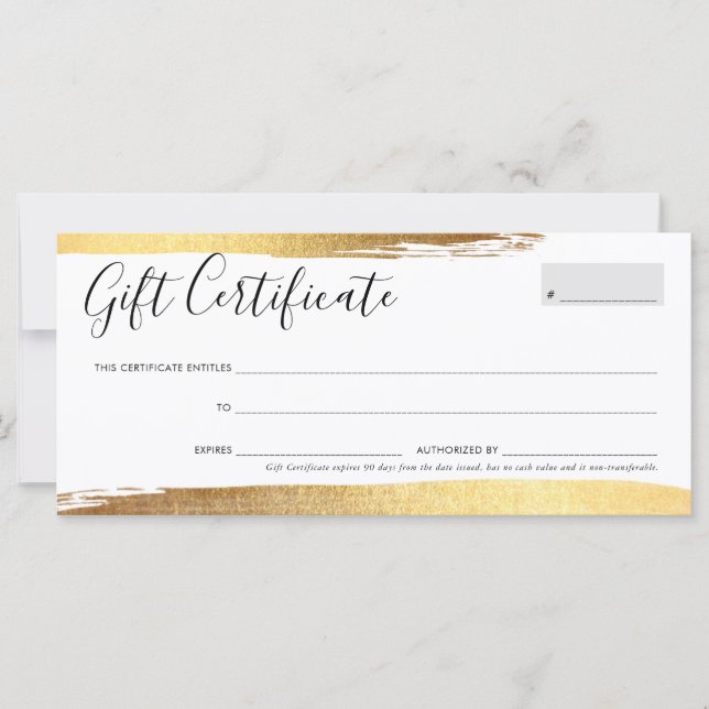 GIFT CERTIFICATE VOUCHER elegant chic gilded gold (Front)