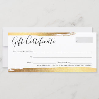 GIFT CERTIFICATE VOUCHER elegant chic gilded gold