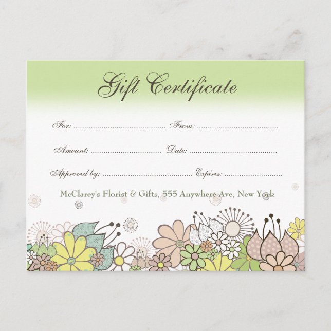 Gift Certificate Voucher Store Business Card (Front)