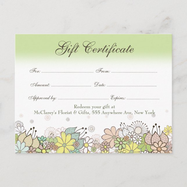Gift Certificate Voucher Store Business Postcard (Front)