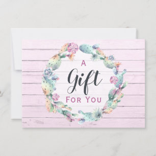 Gift Certificate Watercolor Succulent Cactus Boho