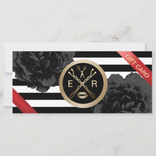 Gift Certificates   Black Floral Modern Stripes