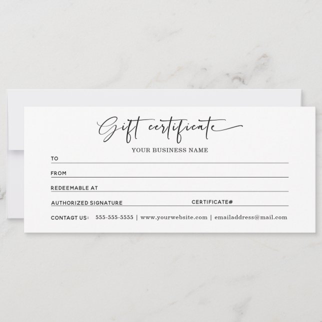 Gift Certificates For My Business (Front)