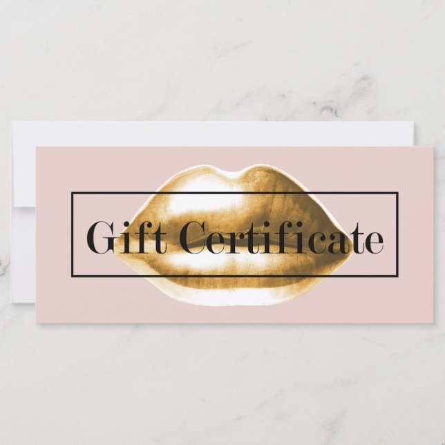 Gift Certificates | Gold Lips Blush Pink Salon (Front)