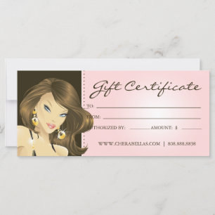 Gift Certificates Hair Salon Pretty Woman Pink