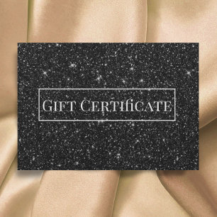 Gift Certificates Modern Black Glitter Salon Spa