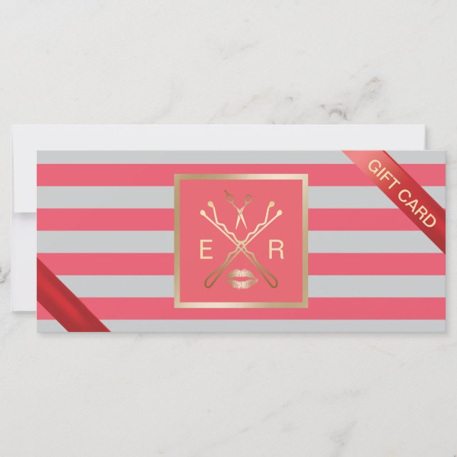 Gift Certificates | Modern Coral Grey Beauty Salon (Front)