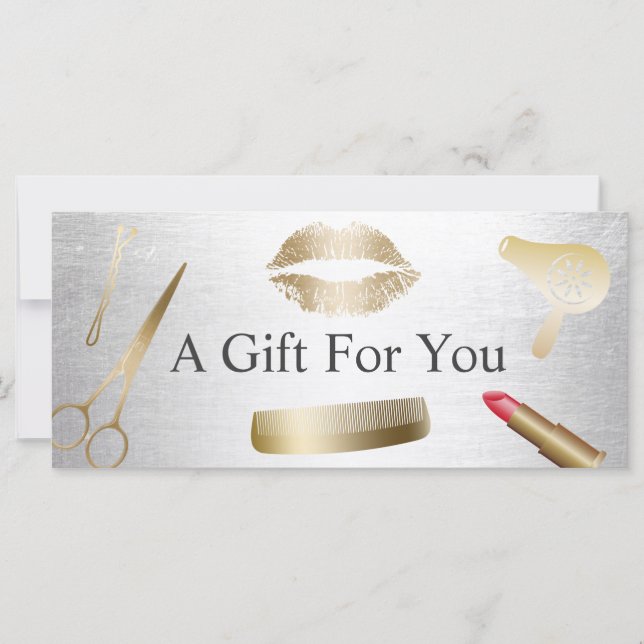 Gift Certificates Modern Gold Silver Beauty Salon (Front)