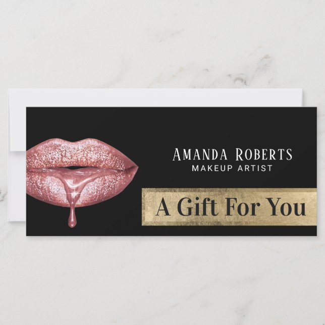 Gift Certificates Modern Rose Gold Drip Lips (Front)