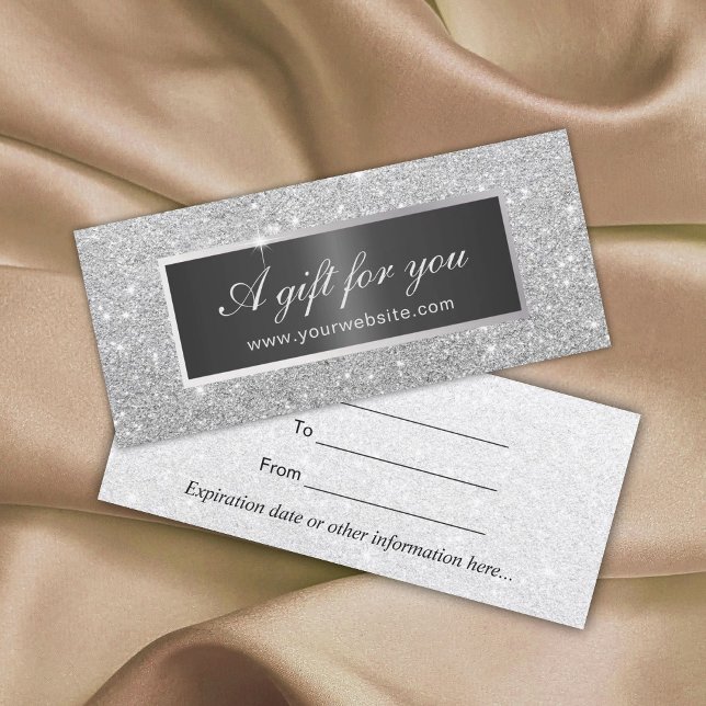 Gift Certificates | Modern Silver Glitter Salon (Creator Uploaded)