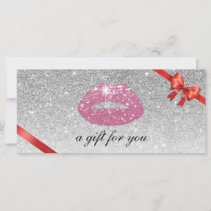 Gift Certificates Pink Lips Modern Silver Salon