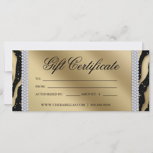 Gift Certificates Tanning Salon Jewellery Black Go (Front)