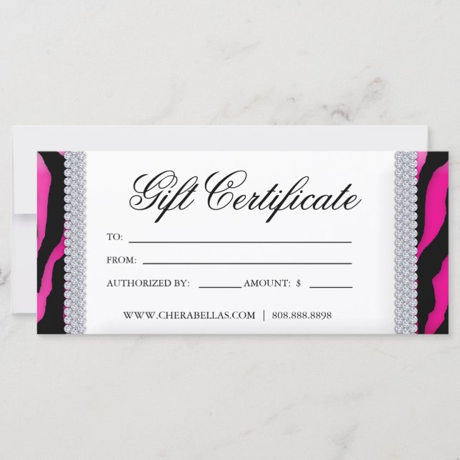 Gift Certificates Tanning Salon Jewellery Pink Bla (Front)