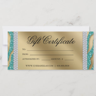 Gift Certificates Tanning Salon Jewellery Teal Gol