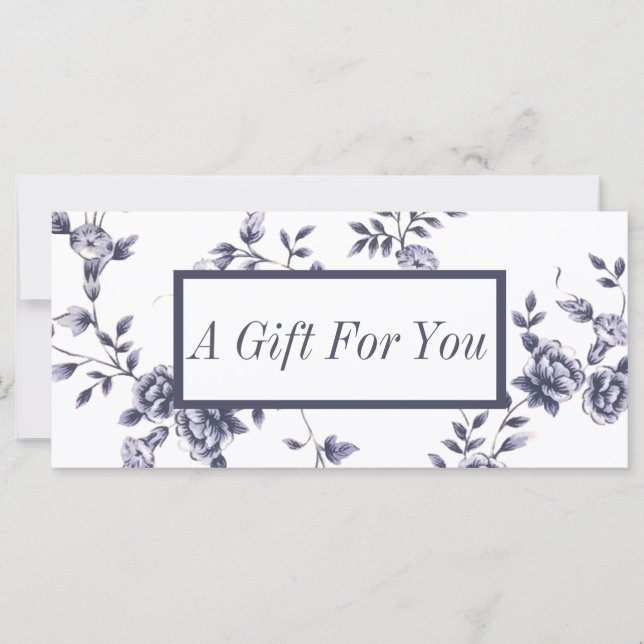 Gift Certificates Vintage Blue Floral Beauty Salon (Front)