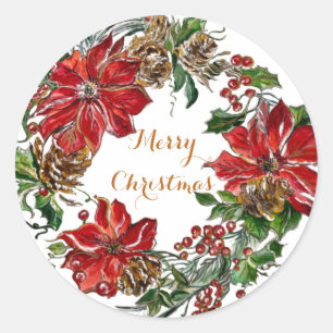 Gift Classic Round Christmas Sticker