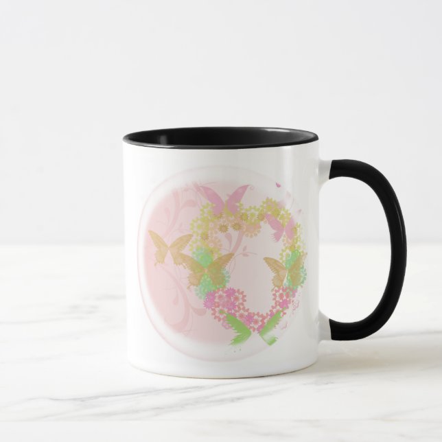Gift Cup or Mug with Flowers & Butterflies (Right)
