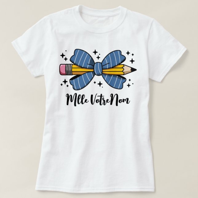 Gift Custom Name Butterfly Node & Pencil T-Shirt (Design Front)