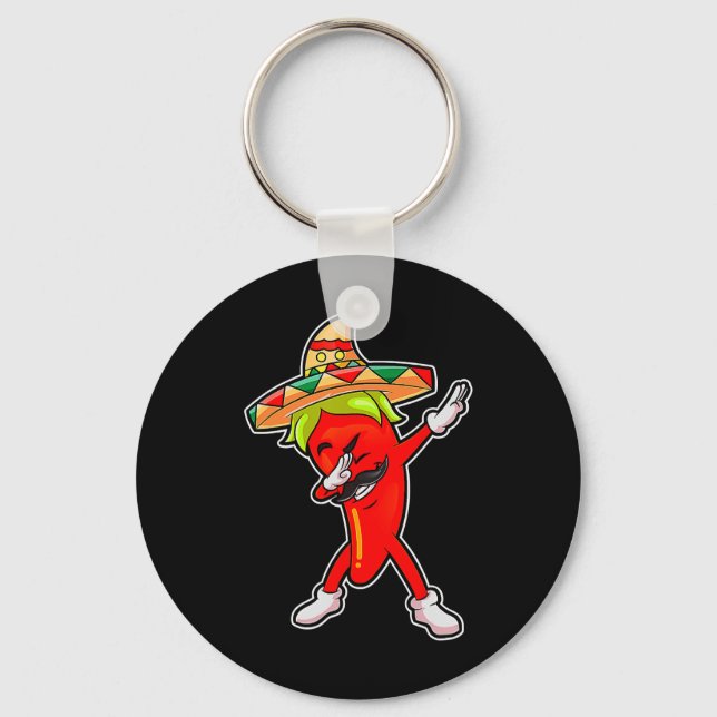 Gift Cute Chilli Dabbing Pepper Mexican Hot Jalape Key Ring (Front)