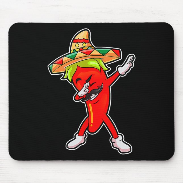 Gift Cute Chilli Dabbing Pepper Mexican Hot Jalape Mouse Mat (Front)