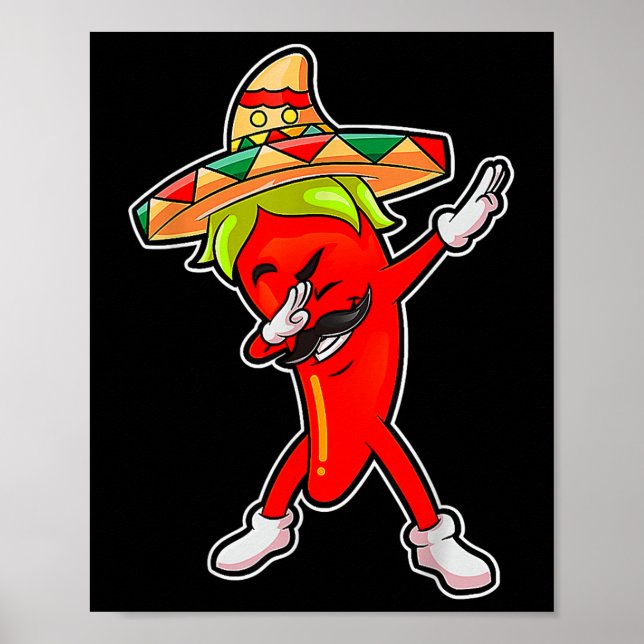 Gift Cute Chilli Dabbing Pepper Mexican Hot Jalape Poster (Front)