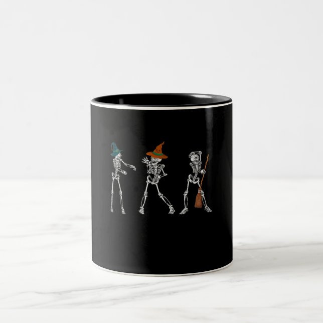Gift Dance |Halloween Dance Macabre Witch Skeleton Two-Tone Coffee Mug (Center)