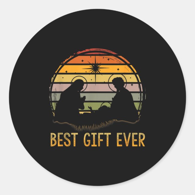 -gift Ever Christmas Cool Jesus Nativity Scene Chr Classic Round Sticker (Front)